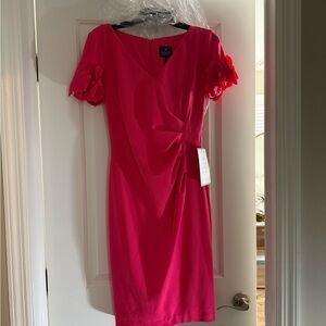 Adrianna Papell Vibrant Pink Midi Dress